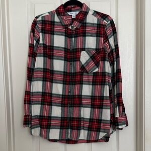Old Navy Red and White Plaid Button-Down Shirt